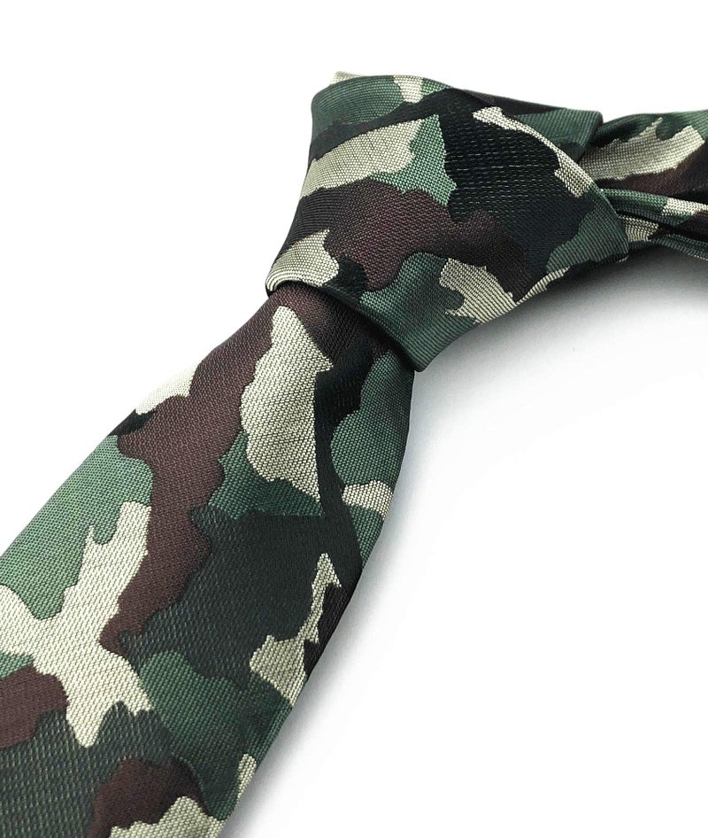 Ctskyte Slim Silk Necktie for Men Woven Jacquard Patterned Business Wedding Skinny Ties (Camouflage, One Size) - Image 3